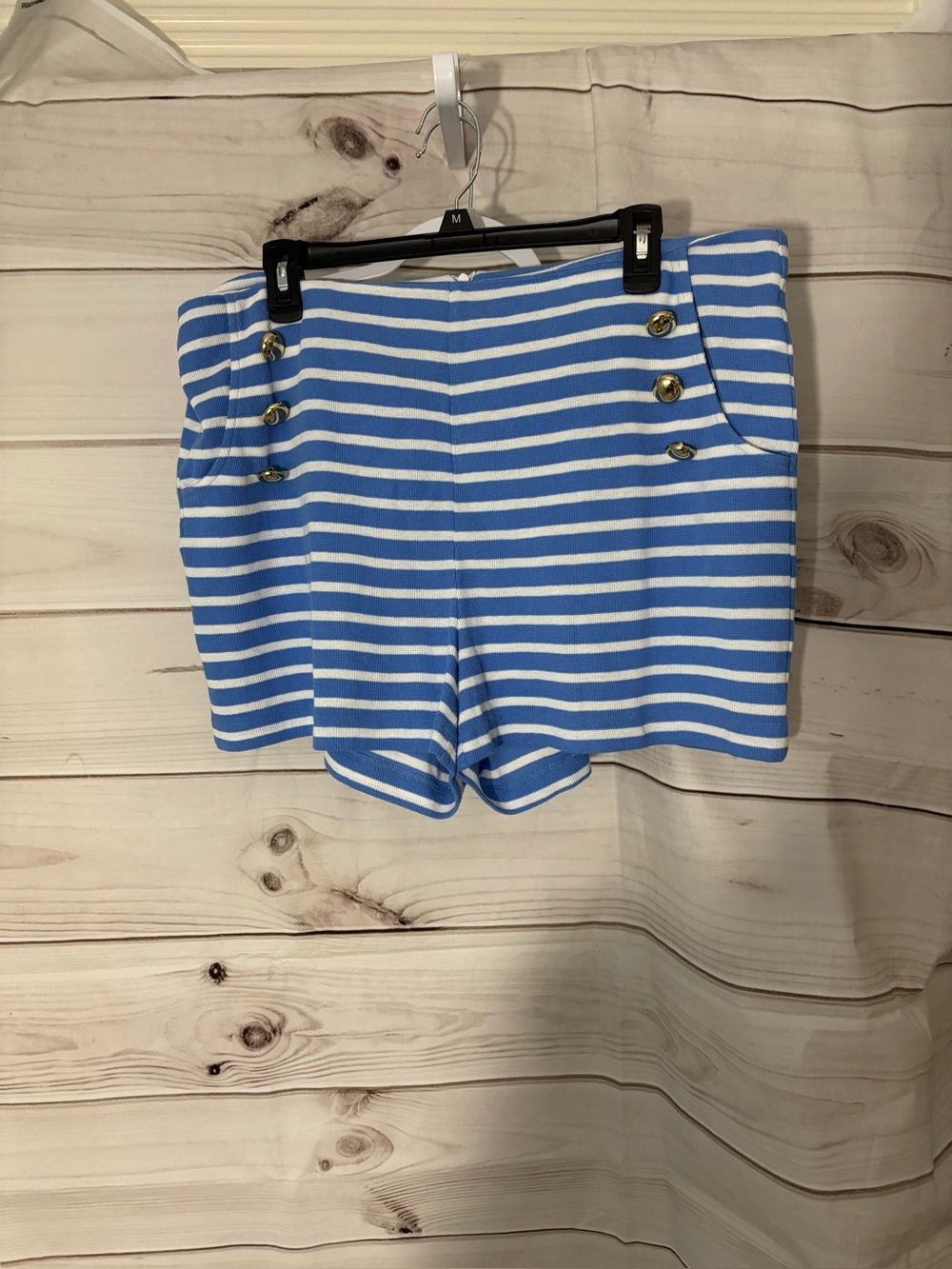 Sail to Sable Blue & White Striped High-Waist Nautical Shorts